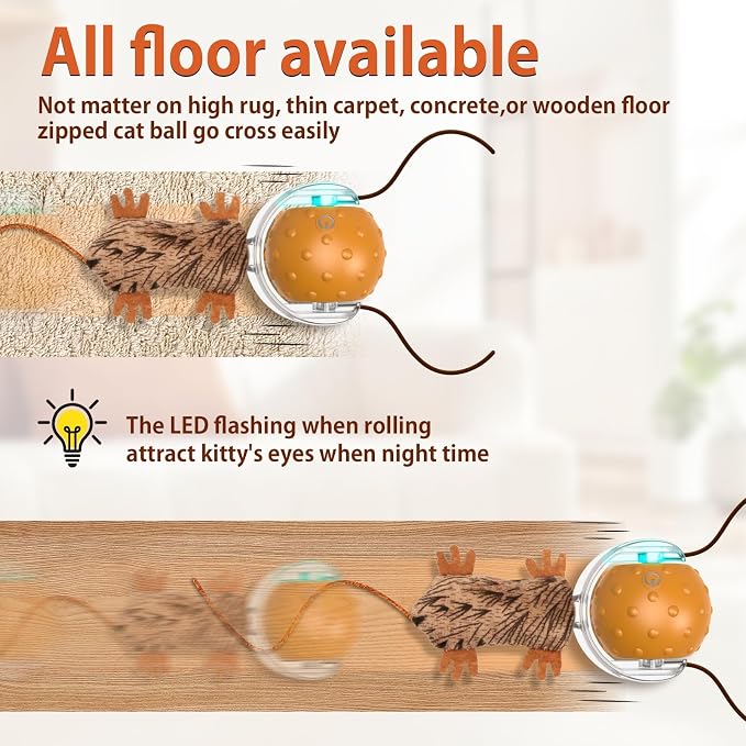Oxawo Cat Toys Interactive Self Rolling Cat Balls Mouse