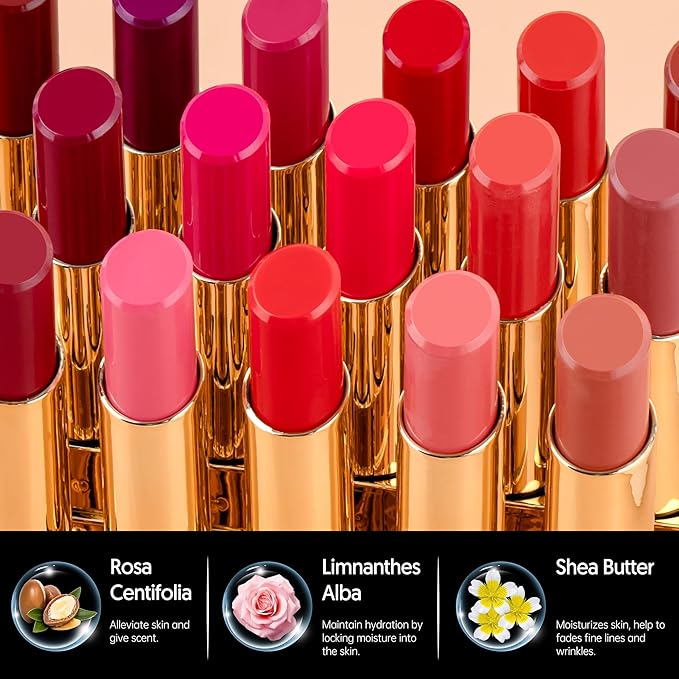 3Pc Moisture Lipsticks for Women Pink Purple Berry Lipstick Hydrate Tinted Lip Balm for Dry Cracked Lips Glossy Lip Color, MA62/65/57