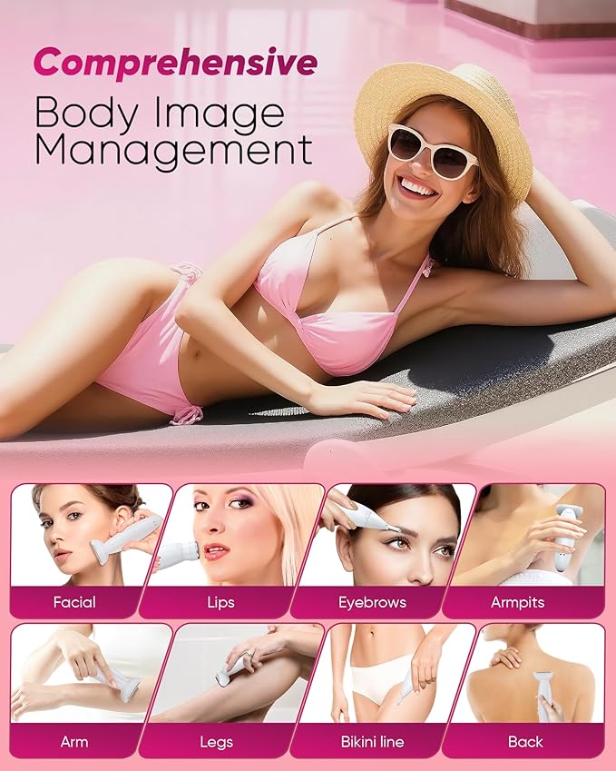 ANYLIV 3 in 1 Bikini Trimmer for Women, Electric Razors for Women with Display, Painless Bikini Trimmer, USB Charging, Electric Shaver for Woman,Shaver for Woman for Face, IPX7 Waterproof,White