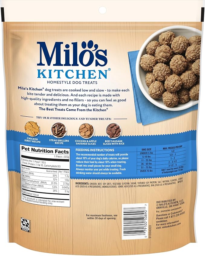 Milo’s Kitchen Chicken Meatballs Dog Treats, 18 Oz. Bag