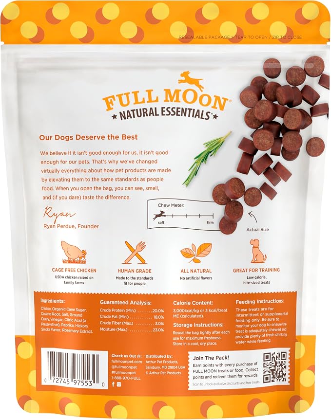 Full Moon® Essential Chicken Savory Bites Dog Treats 16 oz | Human Grade, No corn, No wheat, No soy, Glycerin Free, Made in the USA