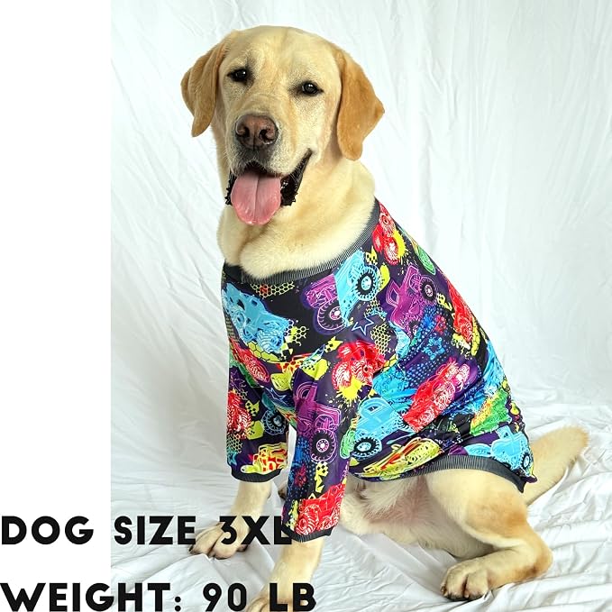 Dog T Shirts with Monster Truck Pattern Printed Pet Shirt Softable Pajamas for Large Dogs,Truck 3XL