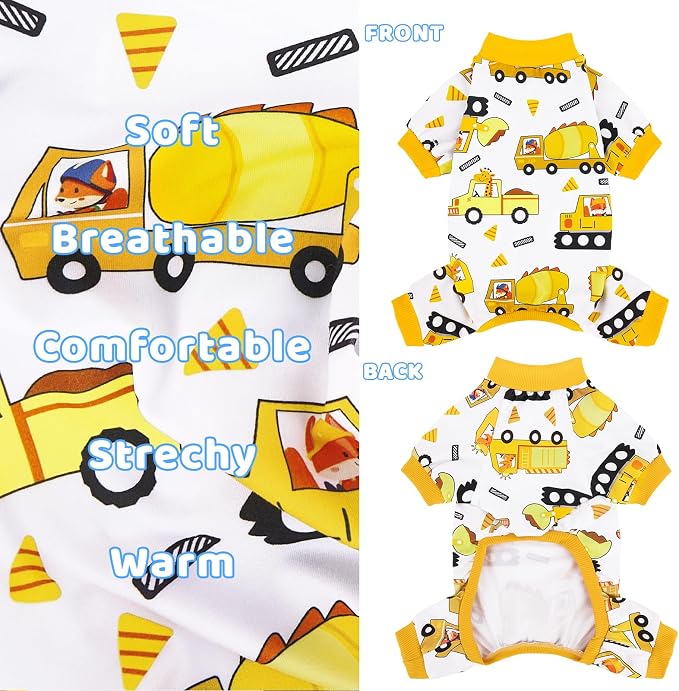 XPUDAC 4 Pieces Dog Pajamas Soft Puppy Pjs Stretchable Boy Doggie Clothes for Small Medium Dogs Cat Pet Outfits, 154-XS