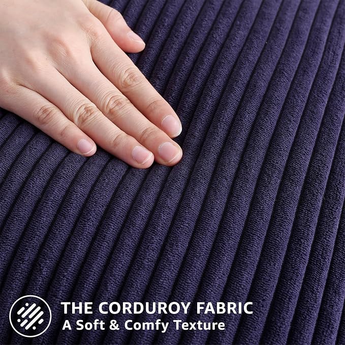 Mecatny Corduroy Decorative Throw Pillow Covers 26x26 Set of 2 Dusty Purple | Soft Striped Texture, Hidden Zipper Design, Neutral Boho Square Pillow Cases for Sofa Couch Living Room Bedroom, Home Décor