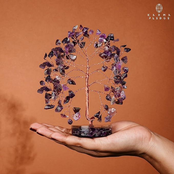 Crystal Tree for Home and Office Decor, Amethyst Chakra Healing Stones Handmade Feng Shui Tree of Life for Positive Energy, Money, Good Luck, Christmas Decor, Birthday Gifts for Women, Mom
