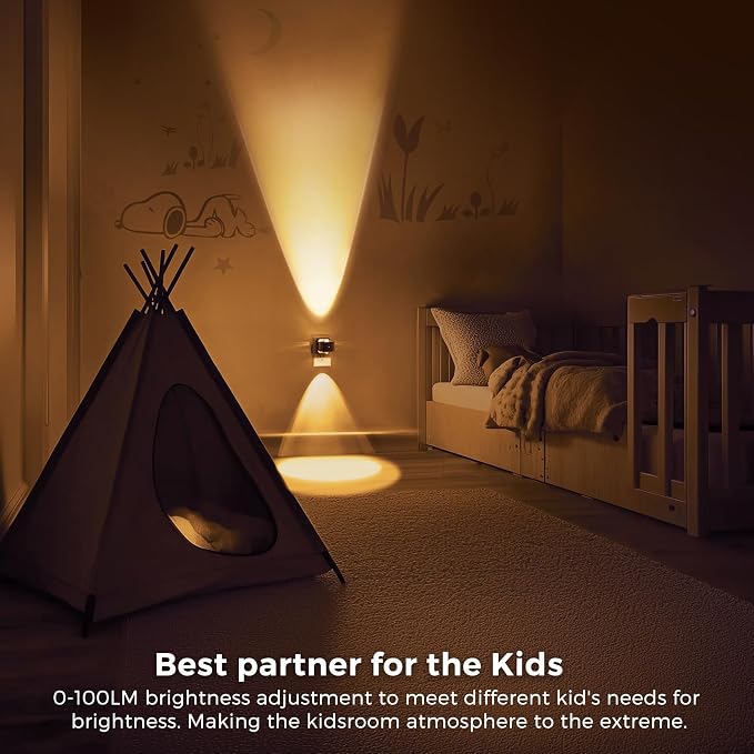 L LOHAS LED Night Light Projector, Night Lights Plug into Wall Light Sensor | Dusk to Dawn, 180°Rotating Nightlight for Kids, 0-150LM Dimmable Soft White Ambient Lighting for Bathroom, Decor, Gift, 2Pack