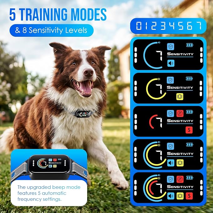 Dog Bark Collar 2 Pack, Auto Anti Barking Collar for Large Medium Small Dogs 11-120lbs, 7 Sensitivity Levels, 5 Safe Training Modes, Humane Bark Training Collar