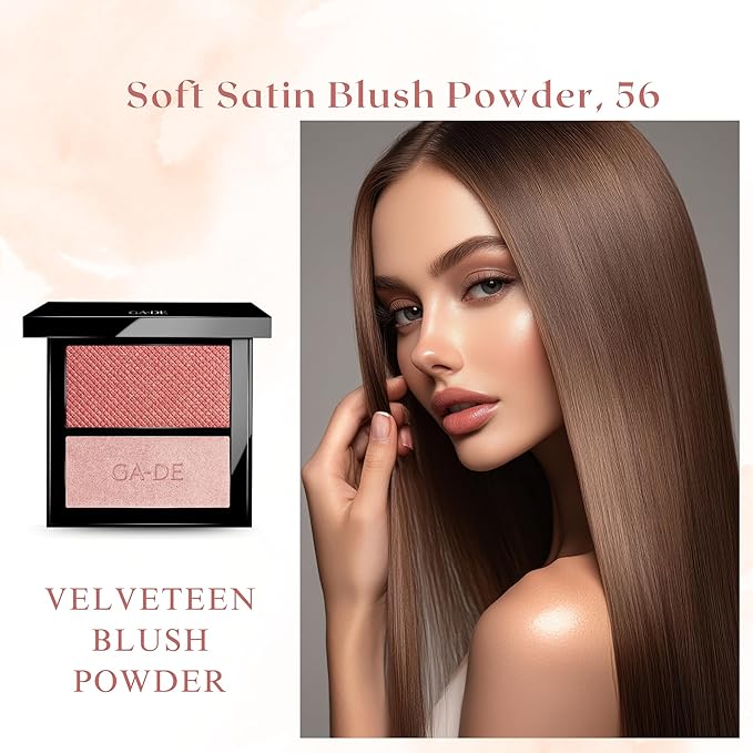 GA-DE Velveteen Blush and Shimmer Duet, 56 - Formulated with Micronized Pearls and Pigments for Sculpting Face and Décolleté - Paraben-Free - 0.26 oz