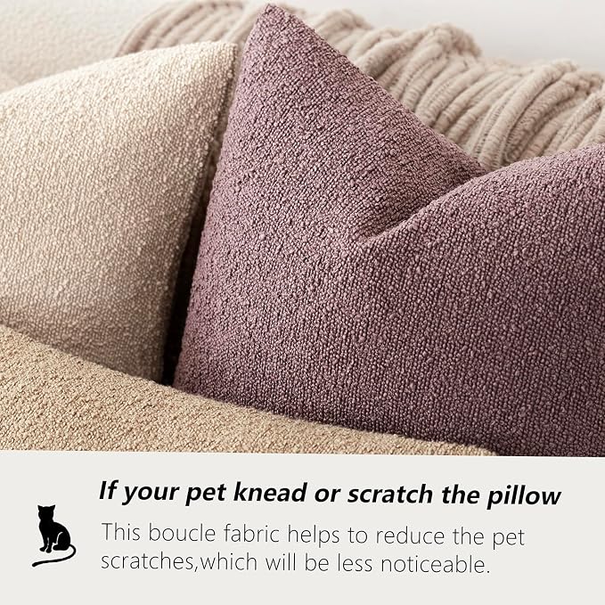 Foindtower Pack of 2 Textured Boucle Throw Pillow Covers Accent Solid Decorative Lumbar Pillow Cases Cozy Soft Couch Cushion Case for Chair Sofa Bedroom Living Room Home Decor 12x20 Inch Dark Purple