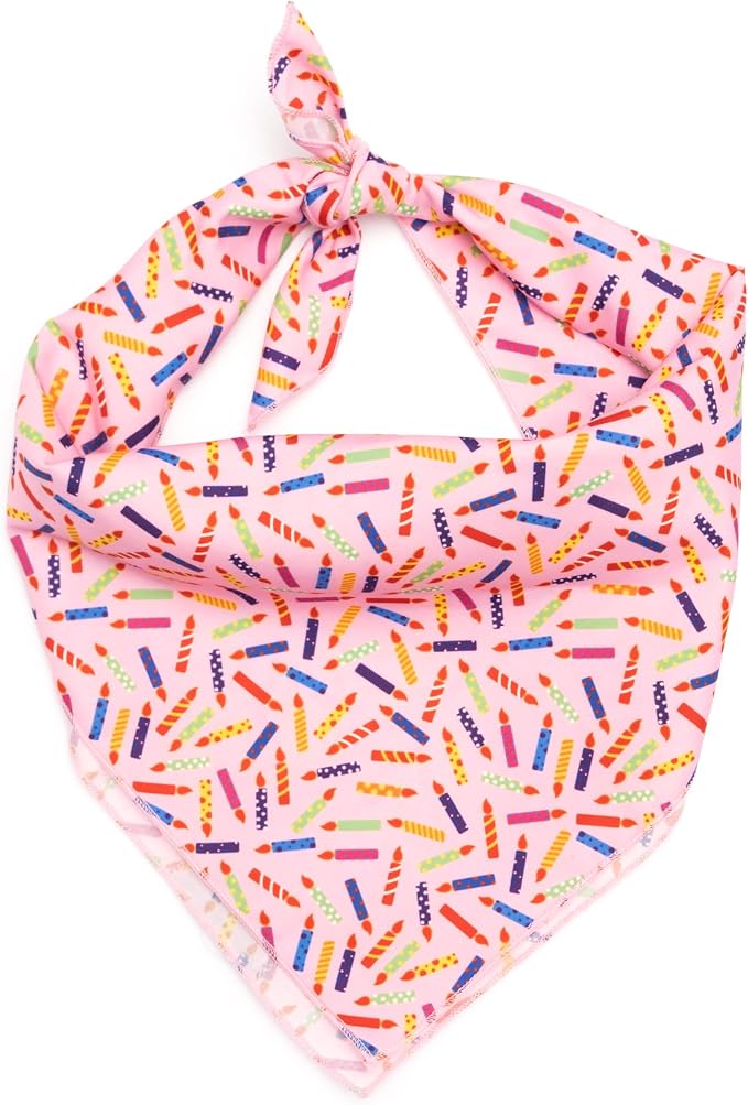 THE WORTHY DOG Icons Classic Tie-On Bandana for Dogs & Cats, Birthday