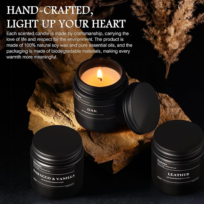 9 Pack Scented Candles Set Gifts for Men, Aromatherapy Candle Set with Scents (Mint & Eucalyptus/Sage & Citrus/Grapefruit) - Gift for Dad, Boyfriend, Birthday, Father’s Day, Anniversary