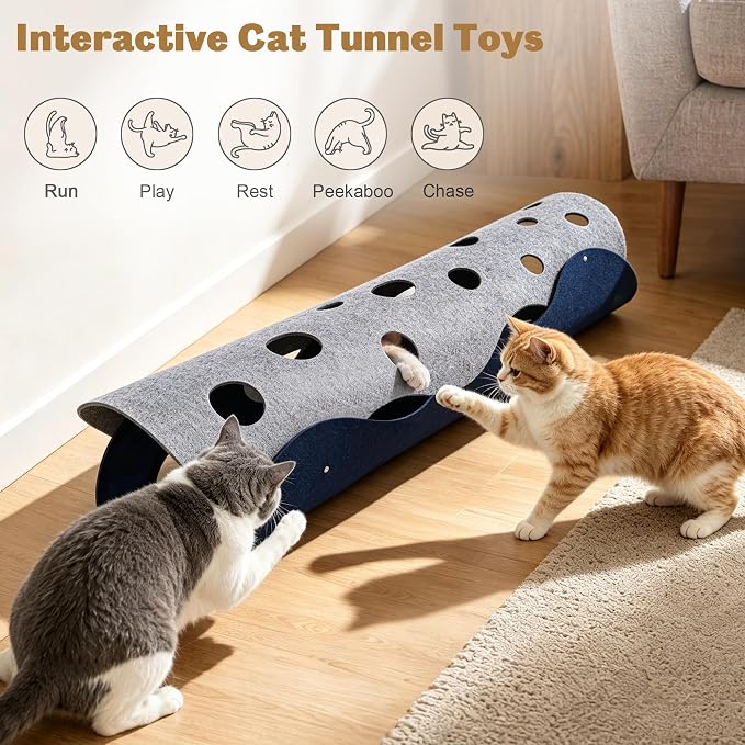 2 PCS Transformable Cat Tunnels for Indoor Cats, Large Cat