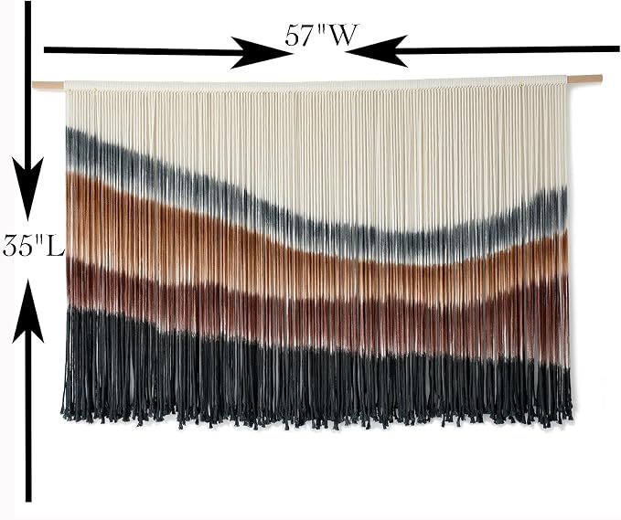 Macrame Wall Hanging Boho Wall Decor Large-Scale Tie-Dye Tapestry 57"W*35"L | Handmade Yarn Art, Fiber Wall Hanging, Large Wall Decor, Boho Style, for Living Room Bedroom Decor, Bohemian Home