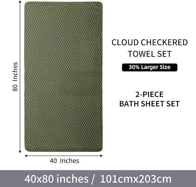 Extra Large Bath Towel Sheet-40x80 Inches Oversized,Super Soft,Quick Dry,Microfiber Shower Towels Highly Absorbent,Plush Bathroom Towels for Adults, Premium Quality (Olive Green, 2PCS)