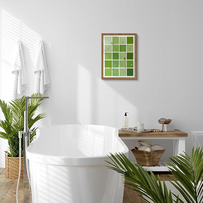 Framed Modern Green Wall Art, Minimalist Summer Swimming Pool Canvas Wall Decor Painting, Mid Century Stripe Artwork Poster Print Pictures for Living Room Bedroom Bathroom Decor 16x24 Inch