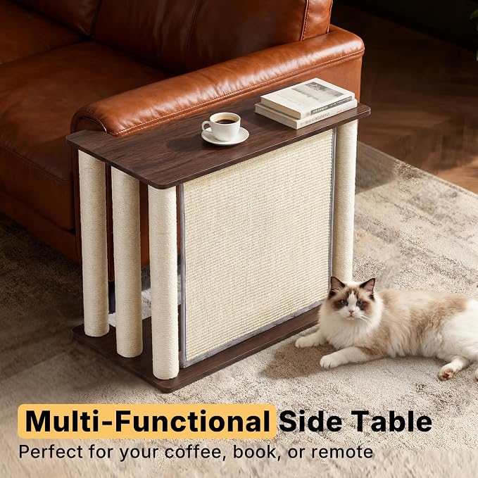 Veehoo Cat Scratcher Side Table for Couch, Sofa Protector End Table | Couch corner protector, sisal scratching posts, sisal scratch pad, heavy-duty base, easy to assemble