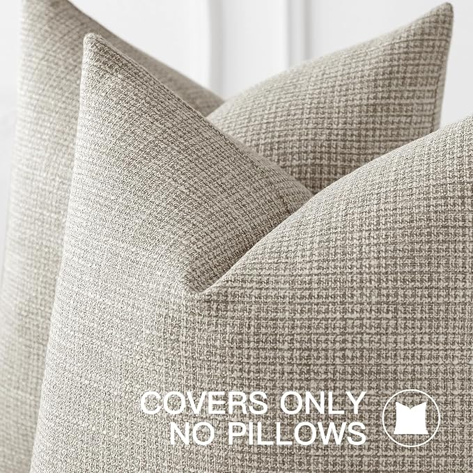 OTOSTAR Linen Throw Pillow Cover Set of 1 Decorative Square Pillowcases Cushion Covers 24x24 Inch for Home Decor Sofa Bedroom Car 60 x 60CM Khaki