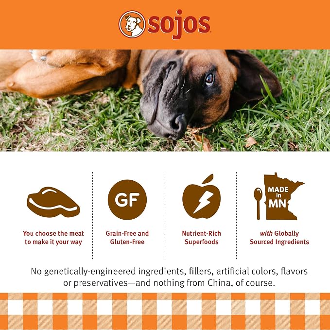 Sojos Complete Freeze Dried Raw Adult Dry Dog Food, Grain Free, Natural, Beef Recipe, 1.75 lb Bag