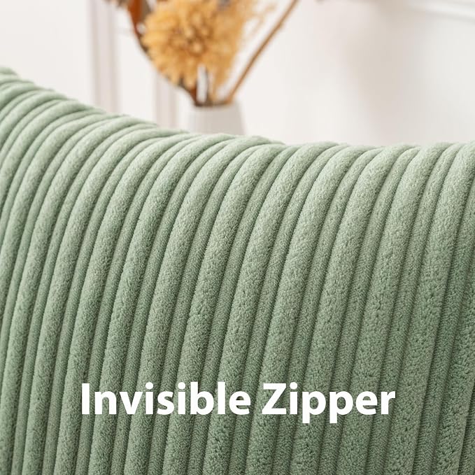 UGASA 14x24 Inch Pillow Cover Pack of 1 Soft Boho Stripe Corduroy Long Rectangular Lumbar Cushion Cover Farmhouse Decorative Throw Pillowcase for Bed, Couch, Sofa, Bedroom, Living Room, Sage Green