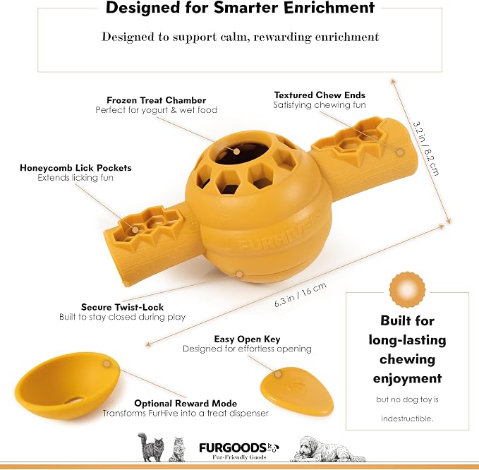 FURHIVE Frozen Dog Treat Toy for Aggressive Chewers, Nylon Chew with Tray