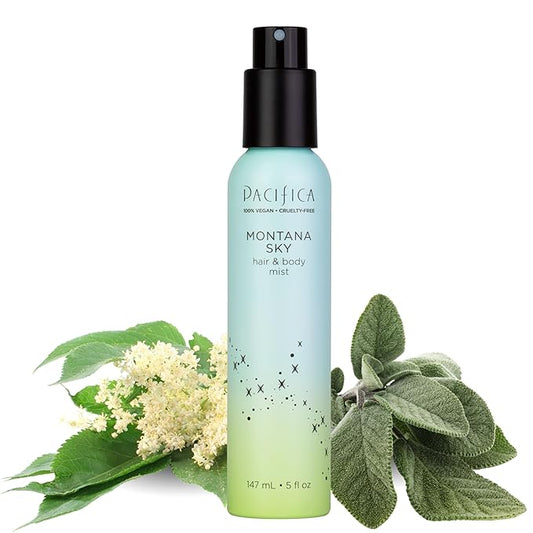 Pacifica Hair Mist Perfume & Full Body Spray for Women - Montana Sky Body Mist Fragrance w/Cedarwood, Elderflower, Black Pepper, Sage & Sandalwood Clean Beauty Alcohol-Free, Vegan & Cruelty-Free 5 oz | for Women, Clean Beauty, Alcohol-Free, Vegan, Crue...