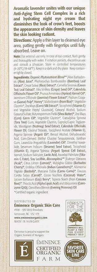Eminence Lavender Age Corrective Night Eye Cream, 1.05 Ounce