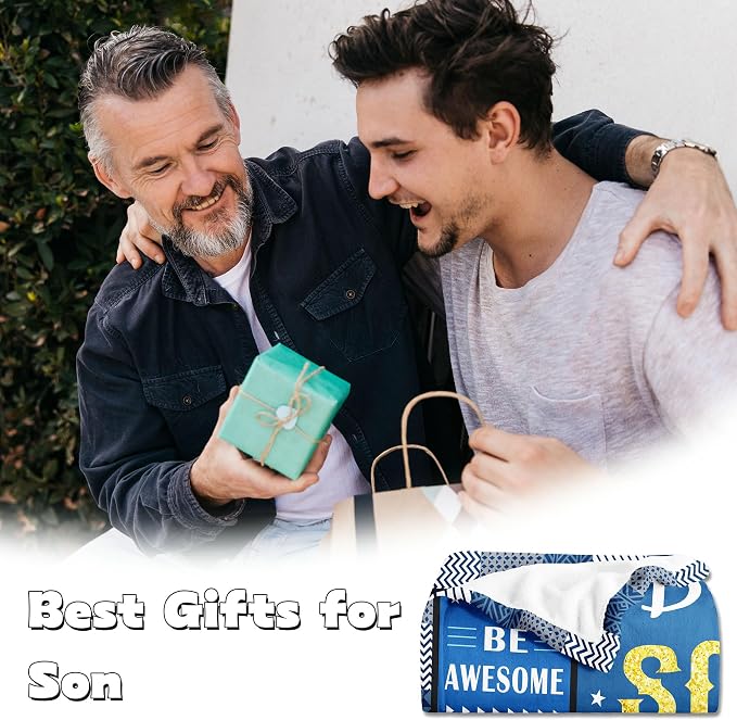 Gifts for Son, Best Birthday Gifts for Adult Son Blanket 60"x50", Son Gifts from Mom/Dad, Son Birthday Gifts, Gift for My Son, Gifts for Grown Son