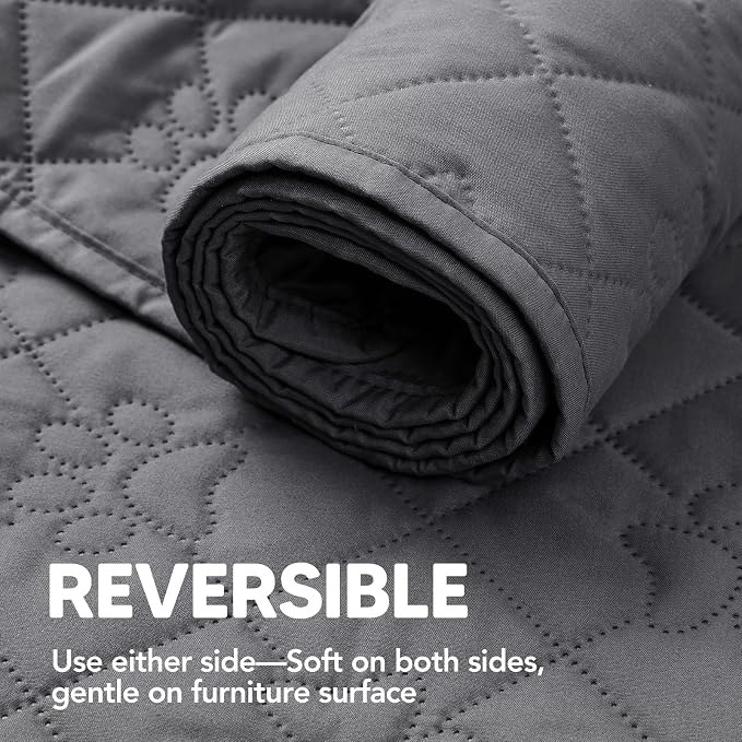 PAWFINITY Waterproof Bed Cover for Dogs, Pet Blanket for Mattress Washable | Paw Print Quilted, Hair Resistant, Anti Cat Scratch, Pee Proof Furniture Protector for Cal King Bed, 82x102 Inch, Grey