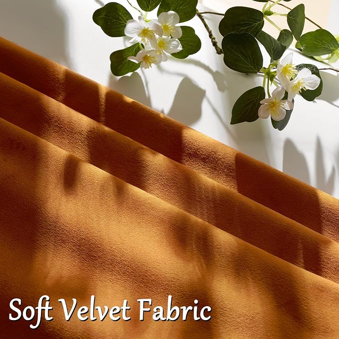 GIGIZAZA Burnt Orange Velvet Throw Pillow Covers 12x20 Pack of 2 | Decorative Lumbar Pillows for Couch Sofa,280gsm Soft Textured Fabric,Modern Pillowcases,Luxury Cushion Covers