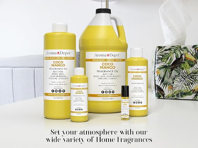 Aroma Depot 4 oz / 4 Ounce Coco Mango Unisex Perfume/Body Oil Our Interpretation, Premium Quality Uncut Fragrance Oil Soap, Candle Making & Incense