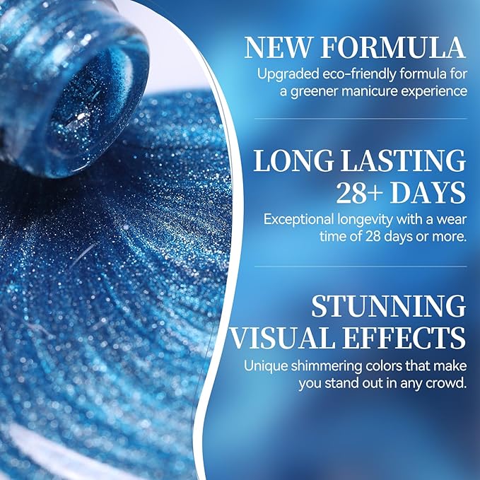 Born Pretty Blue Cat Magnetic Eye Gel Nail Polish,15ML Sea Blue Holographic Shimmer Glitter Magnetic Gel Polish,Reflective Translucent U V Gels for Manicure Salon DIY