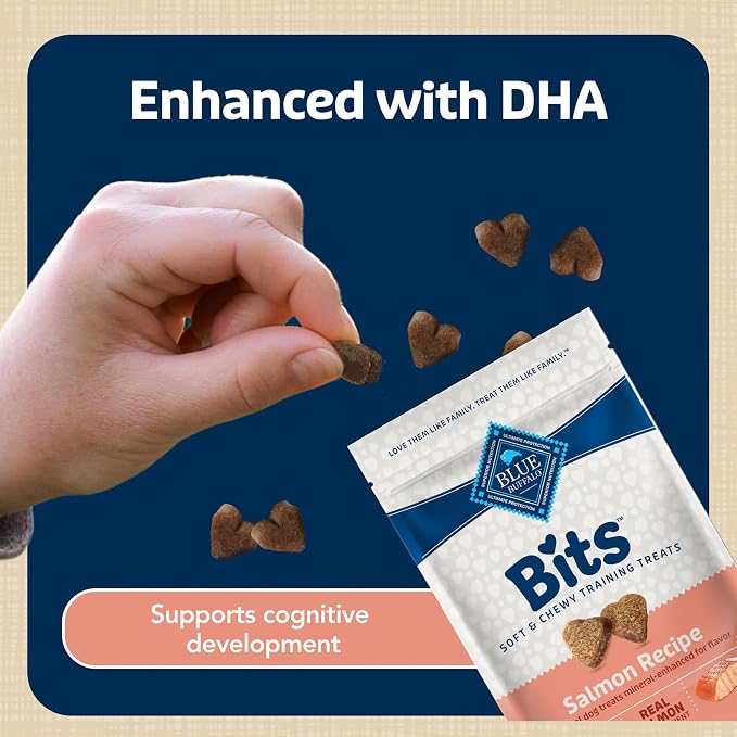 Blue Buffalo Bits Soft Dog Treats for Training, Made with Natural Ingredients & Enhanced with DHA, Salmon Recipe, 4-oz Bag (Pack of 6)