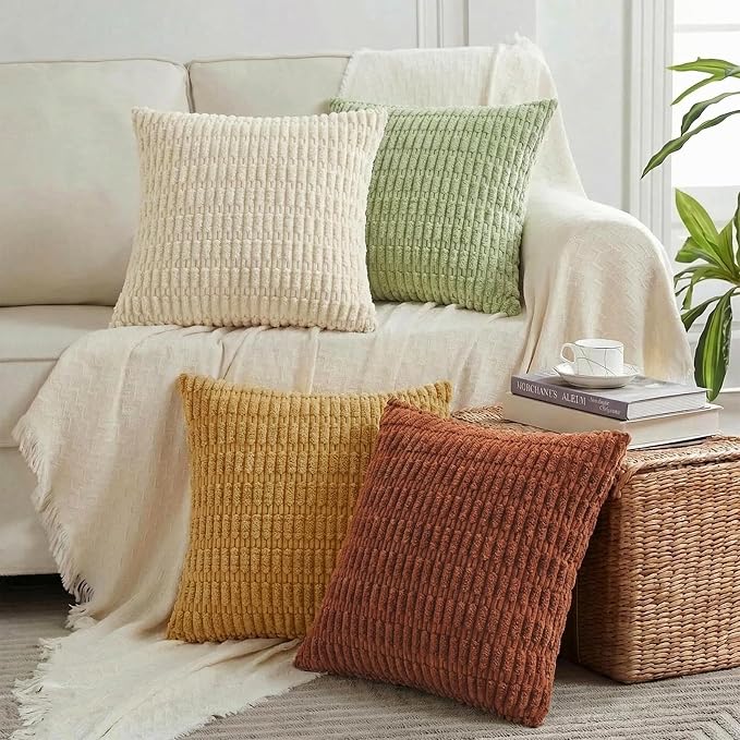 Fancy Homi 4 Packs Decorative Throw Pillow Covers for Living Room Couch Bed, Modern Farmhouse Boho Home Décor Accent Cushion Case, 24" x 24", Fall