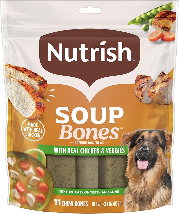 Nutrish Soup Bones Chicken Dog Chews, 23.1 oz. Bag, 11 Treats (Rachael Ray)