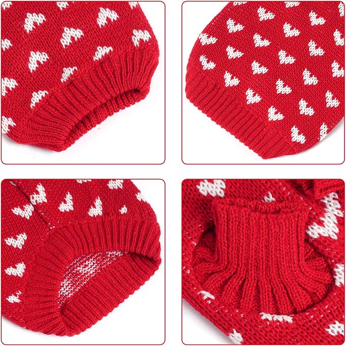 Dxhycc Dog Knitted Sweater Dog Heart Sweater Puppy Sweater Warm Soft Pet Holiday Clothes for Medium Cats and Dogs (Red, M)