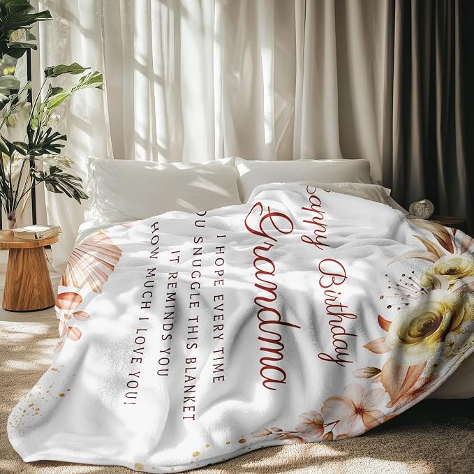 Grandma Birthday Gifts from Granddaughter, Best Birthday Gifts for Grandma, Grandmother Birthday Gifts from Grandchildren, Birthday Presents for Grandmother Throw Blanket 60 x 50 Inch