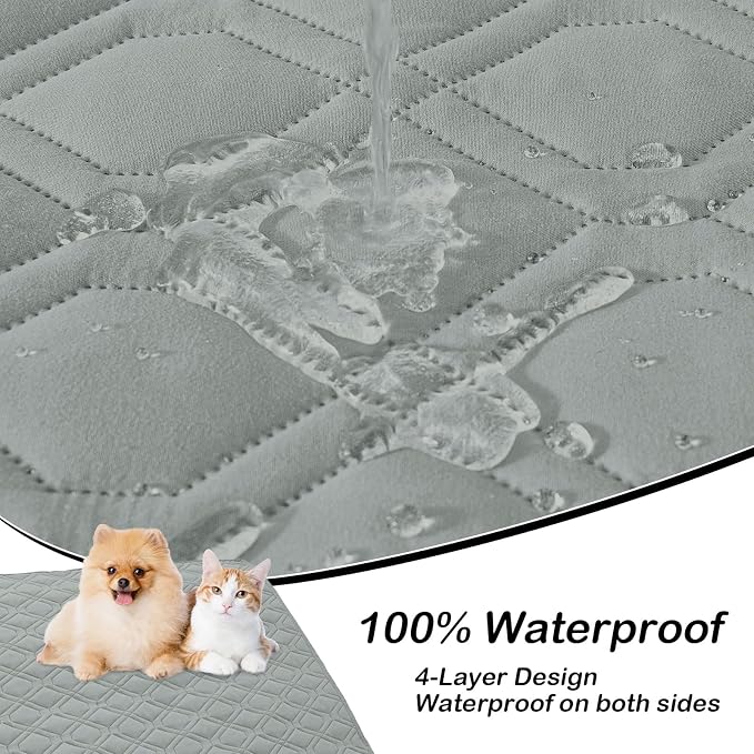 Waterproof Dog Bed Blanket - Soft Pet Blanket & Sofa Cover for Dogs | Reversible Washable Furniture Protector, Couch Covers for Pets (40x50 Inch, Grey/Dark Grey)