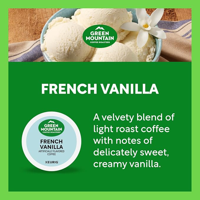 Green Mountain Coffee Roasters French Vanilla Coffee, Keurig Single-Serve K-Cup Pods, Light Roast, 48 Count