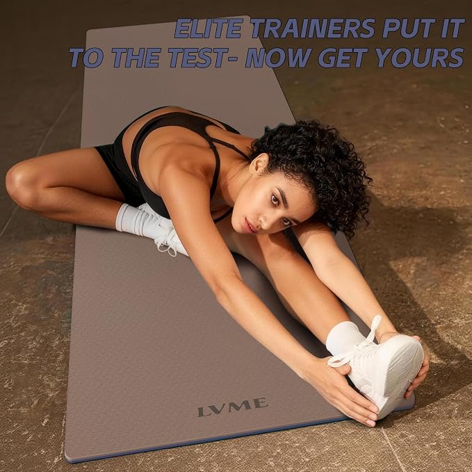 Thick Yoga Mat 72"x24" – 1/4" or 2/5" Option | Non-slip & anti-tear TPE, lightweight with carrying strap, beginner-friendly for women & men, yoga/pilates/floor workout
