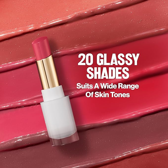 REVLON Super Lustrous Glass Shine Balm, Hydrating Tinted Lip Balm with Hyaluronic Acid, Aloe & Rose Quartz, Dark Mauve Lipstick, NEW Shade, 014 Glistening Purple, 0.11 oz