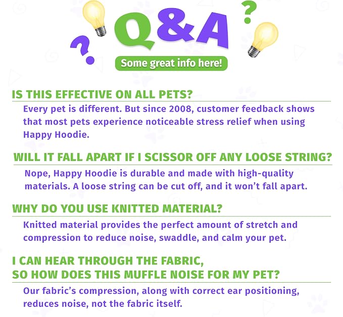Happy Hoodie The Original Dog & Cat Calming Band - American Brand - Anxiety Relief/Noise Protection-Grooming-Thunder-Fireworks (Large, Purple) - Since 2008 (Pack of 2)