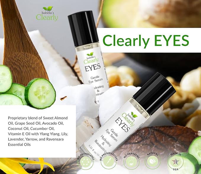 EYES, Natural Anti Aging Eye Serum | Hydrating and Firming Instant Treatment for Tired Puffy Eyes, Dark Circles, Swollen Eyelid, Eye Bags with Cucumber and Avocado | Made in USA