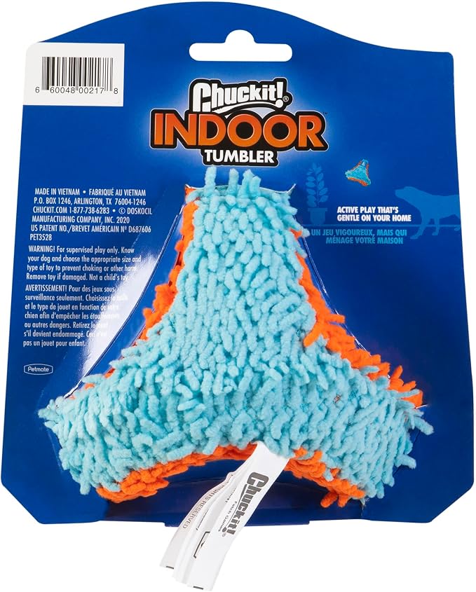 Chuckit! Indoor Fetch Tumbler Toy for Dogs, 4.5in, Orange and Blue