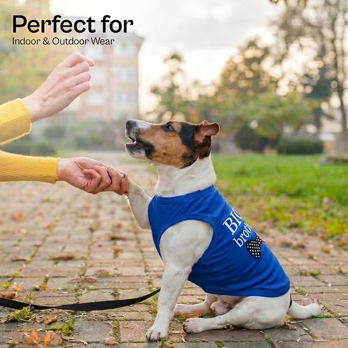 Parisian Pet Dog Shirt – 100% Cotton Shirts for Large Dogs – Blue Sleeveless Pet Clothes – Lightweight and Breathable Dog Apparel – Boy Big Brother Dogs Clothes - Stretchy Pet T Shirts
