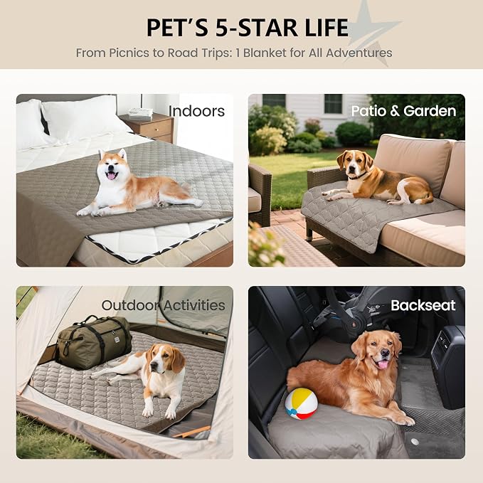 gogobunny 3X Stronger Waterproof Pet Blanket, Scratch Proof Furniture Protector for Dogs Cats, Reversible Cover 30x30 Inch, Dark Stone