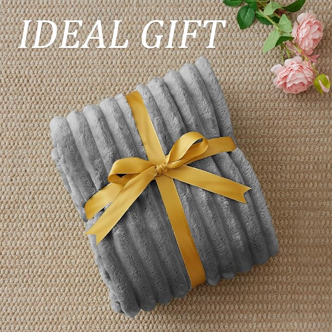 BEDELITE Ribbed Fleece Throw Blanket for Couch, Grey, 50"x70" | Ultra-Soft Plush Fleece, Warm Yet Lightweight, Ribbed Texture, Home Decor, Machine Washable, Giftable, All-Season Use