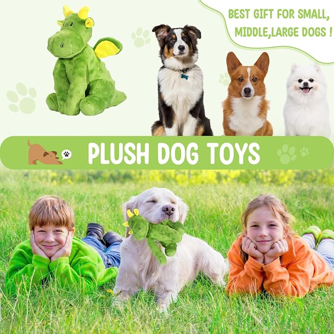 Letsmeet Squeaky Dog Toy with Crinkle Paper, Soft Puppy Teething Toys to Relieve Boredom, Interactive Plush Chew Toys for Small & Medium Dogs