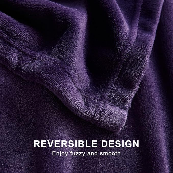 Hansleep King Purple Fleece Blanket, Soft Flannel Bed Blanket | Fuzzy Cozy Blanket 90x108 Inches, Multi-use for Bed, Sofa, Couch, Travel, Camping, All Season Warm Lightweight Cover