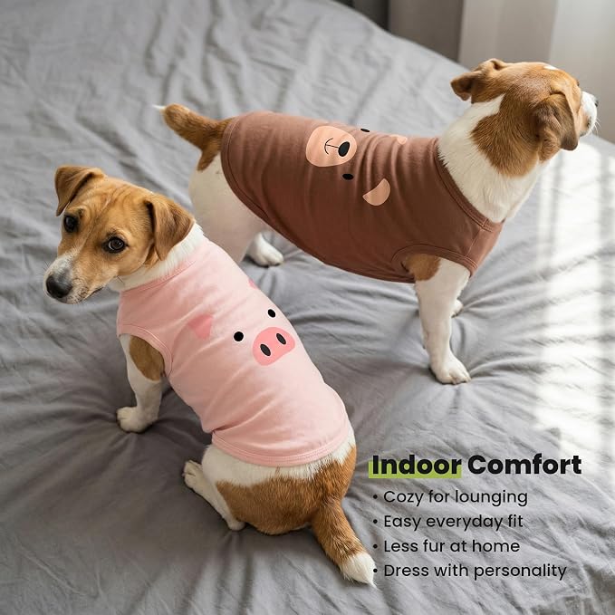 Fitwarm 3 Pack Bear Lion Pig Dog Shirt, Funny Dog Clothes for Small Dogs Boy Girls, Summer Pet Outfit, Cute Animal Costume, Brown, Pink, Blaze Orange, XS
