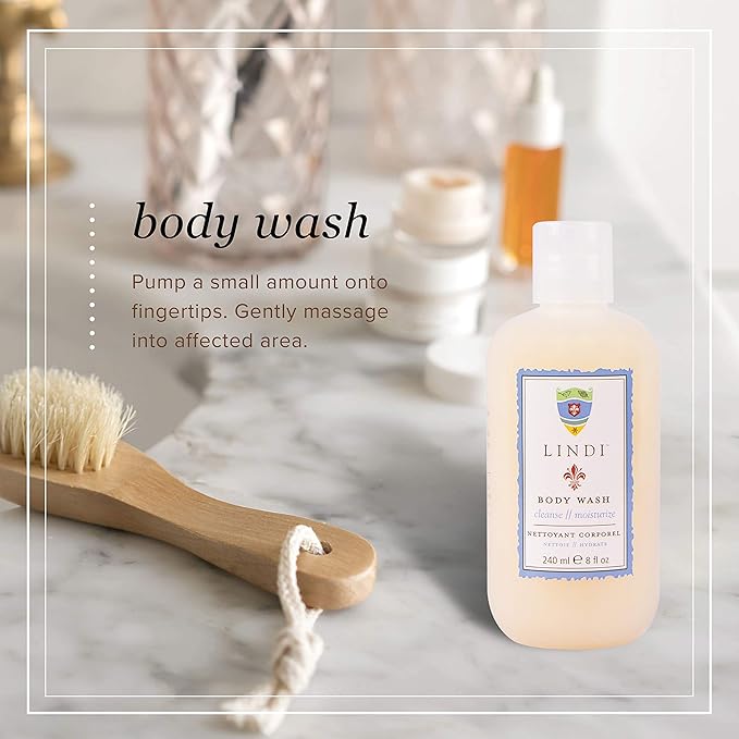 Lindi Skin Body Wash for Dry, Itchy & Sensitive Skin - Gentle, Non-Foaming Formula That Hydrates and Refreshes Your Body and Scalp - Relieves Painful Effects of Radiation Burn & Chemo Rash (8 fl oz)